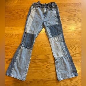 70's Flare Patchwork High Rise Jeans